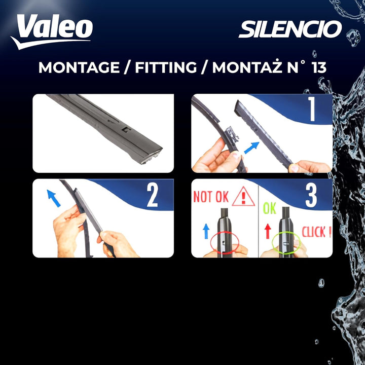 Valeo Silencio VF978 Wischerblatt 577978 Vorderansicht: 625mm / 500mm Menge Set 2 Einheiten Fahrerse