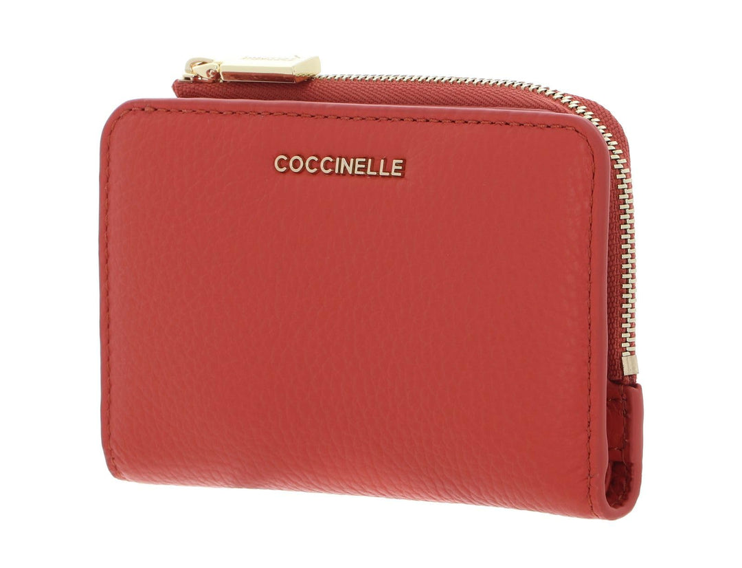 Coccinelle Leder Geldbörse Metallic Soft Wallet Grained Leather Grenadine Red hellrot Grenadine Red
