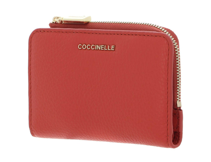 Coccinelle Leder Geldbörse Metallic Soft Wallet Grained Leather Grenadine Red hellrot Grenadine Red