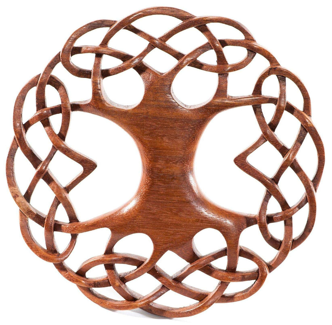 Windalf Zartes Celtic Holz Wanddeko WINWOOD Ø 22 cm Keltischer Lebensbaum mit keltischen Knoten Baum