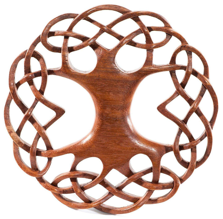 Windalf Zartes Celtic Holz Wanddeko WINWOOD Ø 22 cm Keltischer Lebensbaum mit keltischen Knoten Baum