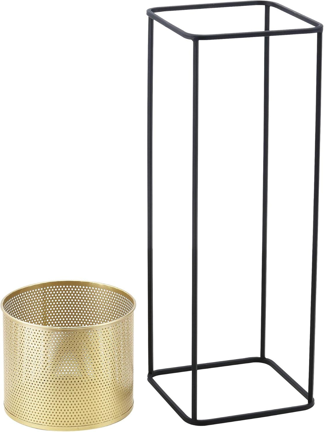 [en.casa] Blumentopf Ständer Blumenständer Blumentopfhalter Pflanztopf Deko 2-TLG. Schwarz-Goldfarbe