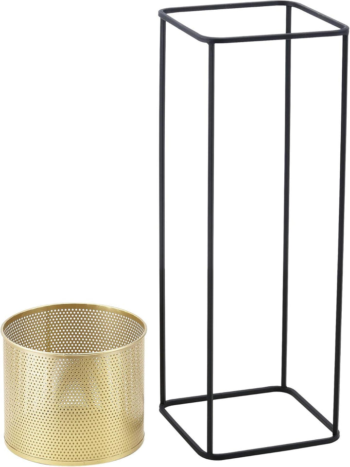[en.casa] Blumentopf Ständer Blumenständer Blumentopfhalter Pflanztopf Deko 2-TLG. Schwarz-Goldfarbe