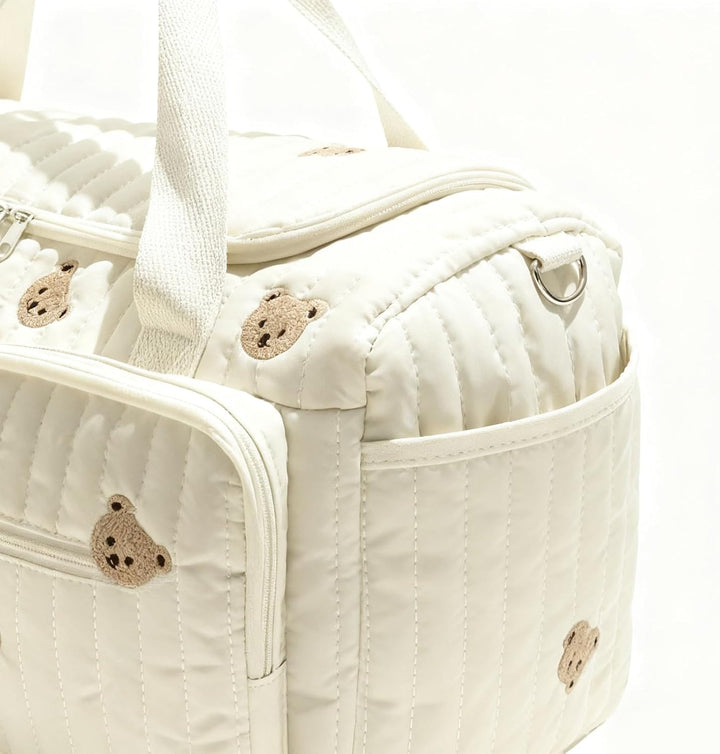 Windeltasche – Deluxe, niedliche Cartoon-Bärchen-Wickelfach-Tragetasche, Windeltasche mit grossem Fa