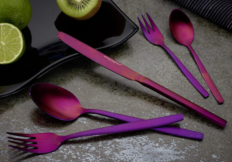 ECHTWERK Tafelbesteck Positano - Purple Red Edition, 30-teilig, für 6 Personen, Edelstahl 18/10 - ma