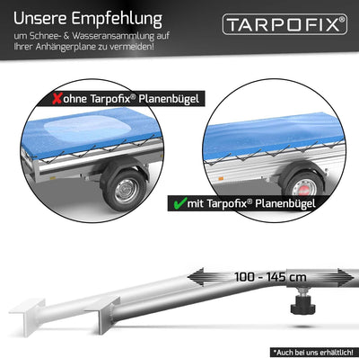 Tarpofix® Anhängerplane Flachplane 130 x 110 x 7,5 cm - inkl. Planengummi - randverstärktes Anhänger