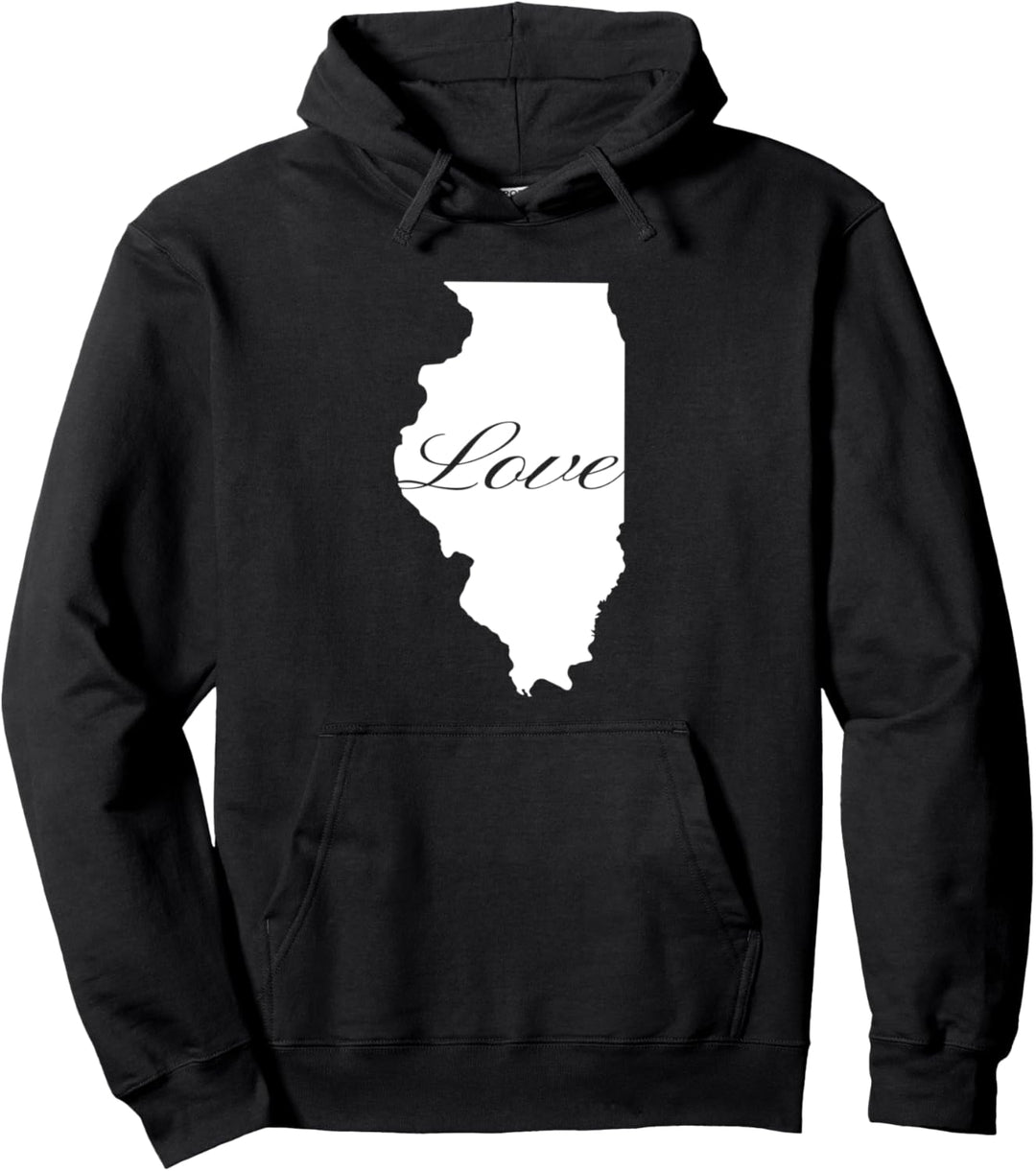 Illinois Cursive Love State Pride Pullover Hoodie