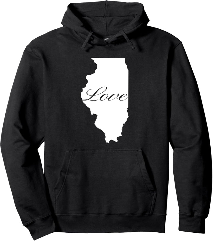 Illinois Cursive Love State Pride Pullover Hoodie