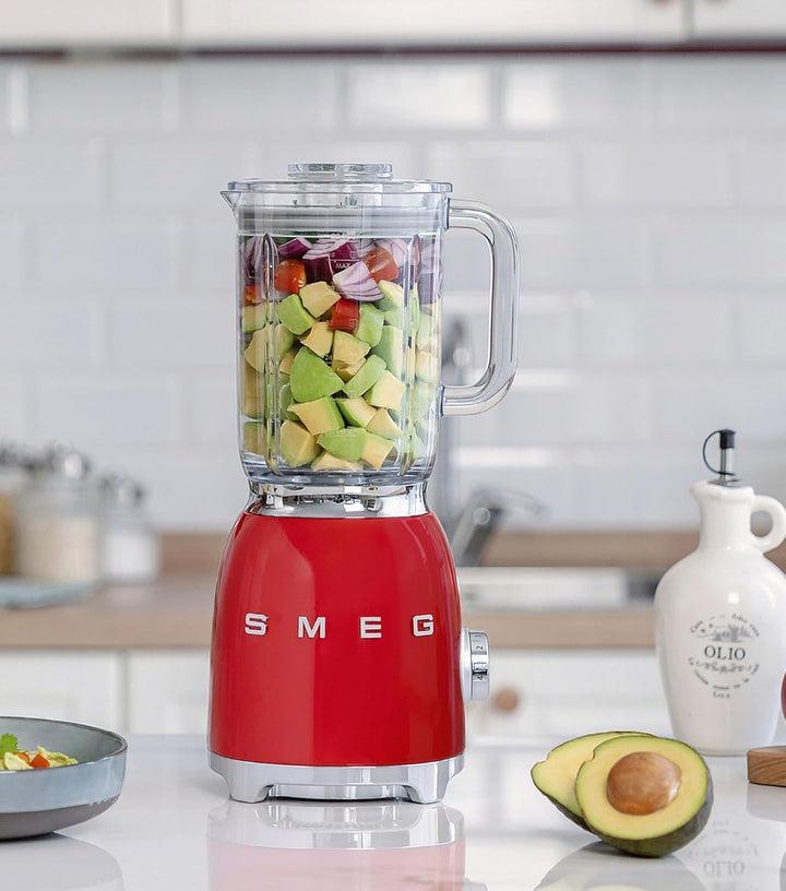 SMEG, BLF03BLEU, 1,5 l Standmixer, 4 -Geschwindigkeitsstufen, 4 Automikprogramme, Abnehmbare Doppelk