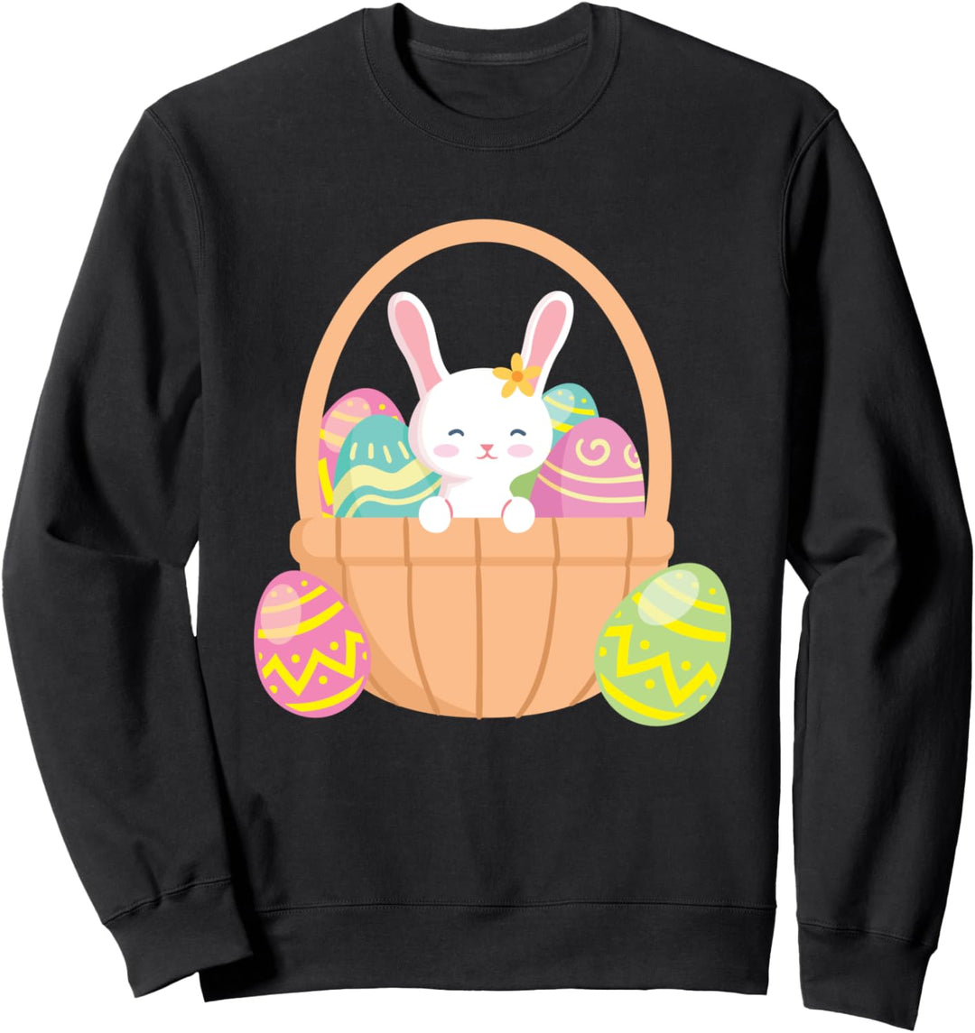 Niedliche Hase Kaninchen Korb Ostereierjagd Jungen Mädchen Sweatshirt