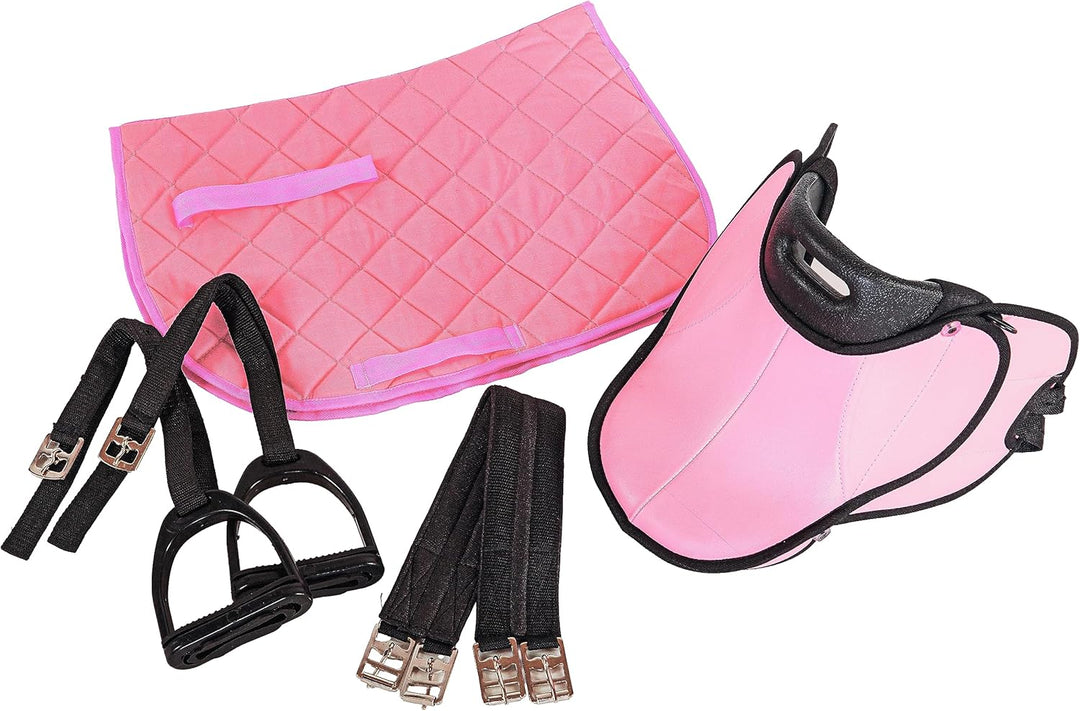 PFIFF 103106 Sattelset für Shettys oder Holzpferde, Komplettset, Kindersattel, Rose, Rose