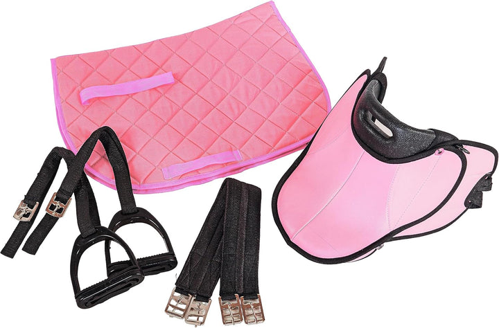 PFIFF 103106 Sattelset für Shettys oder Holzpferde, Komplettset, Kindersattel, Rose, Rose