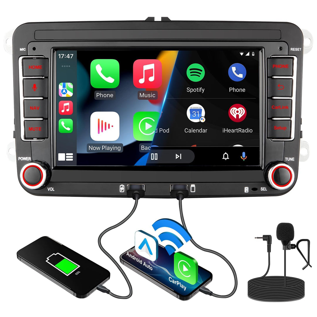8 Core Autoradio mit Navi Bildschirm für VW T5 Golf 5 6 Polo Sharan Seat Passat Tiguan,7 Zoll Golf R