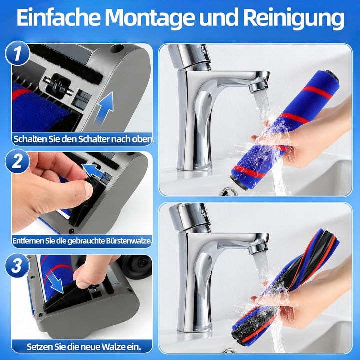 Ersatz Bürstenkopf für Dyson V15 V11 V10 V8 V7, Motorisierte Bodendüse mit Grüner LED Stauberkennung