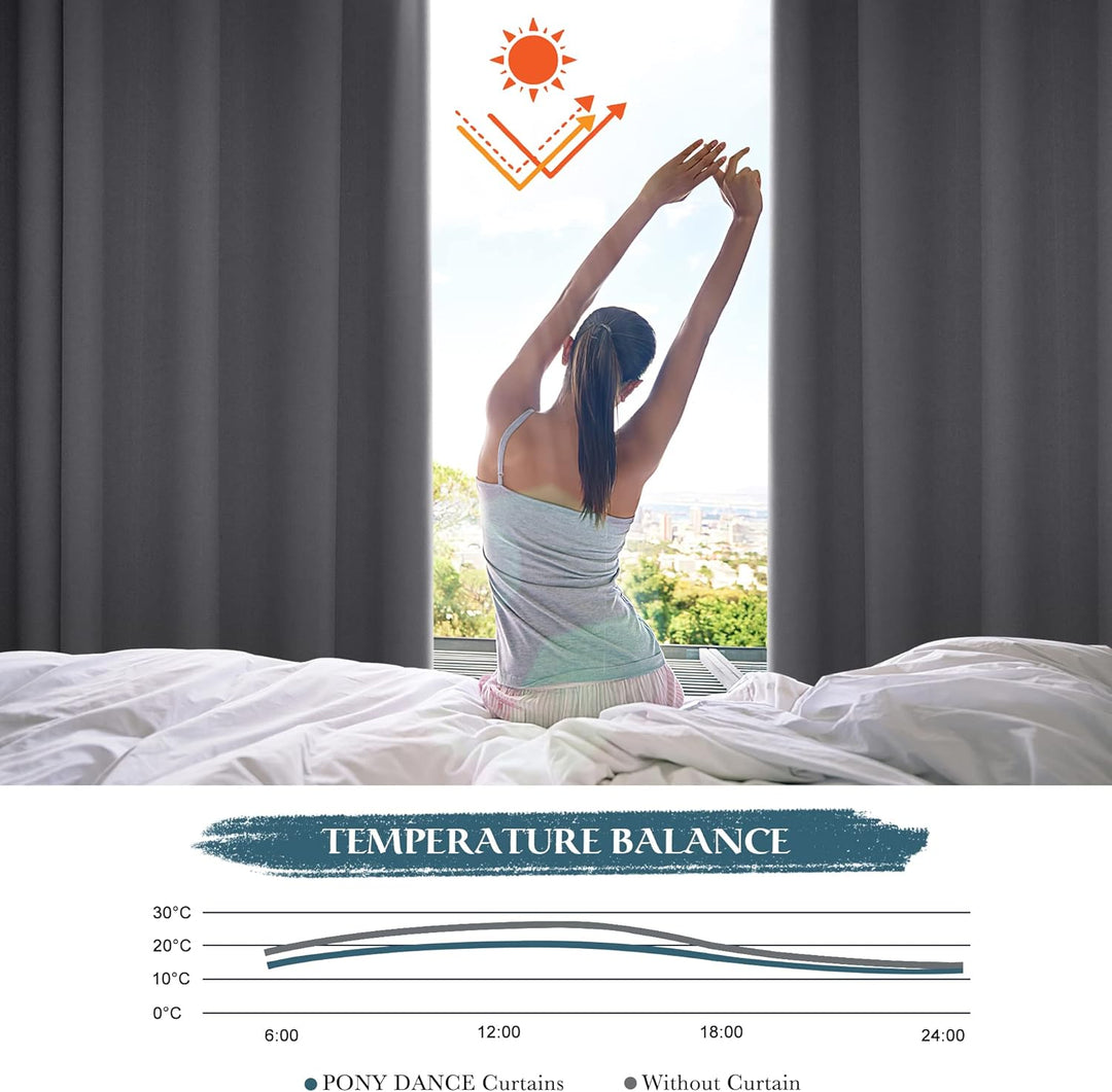 PONY DANCE Wohnzimmer Vorhänge mit Kräuselband für Schiene Extra Breite Gardine 1er Set H 245 x B 20