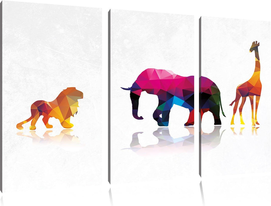 Pixxprint Tiere der Savanne als Leinwandbild/Grösse: 3 Teilig (120x80) cm/Wandbild/Kunstdruck/fertig