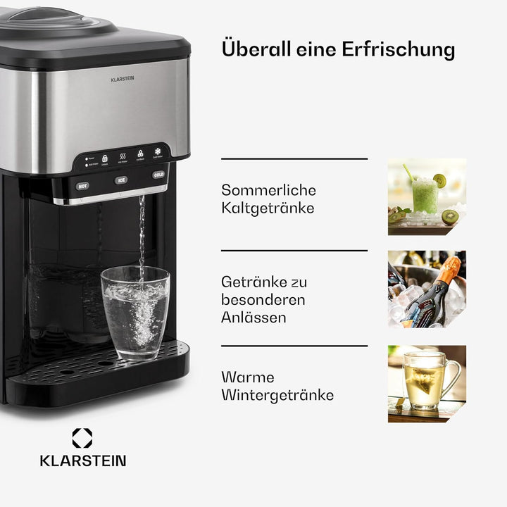 Klarstein Eiswürfelmaschine für Zuhause Camping Gastro, Schnelle Mini Eiswürfelmaschine Klein, Profi
