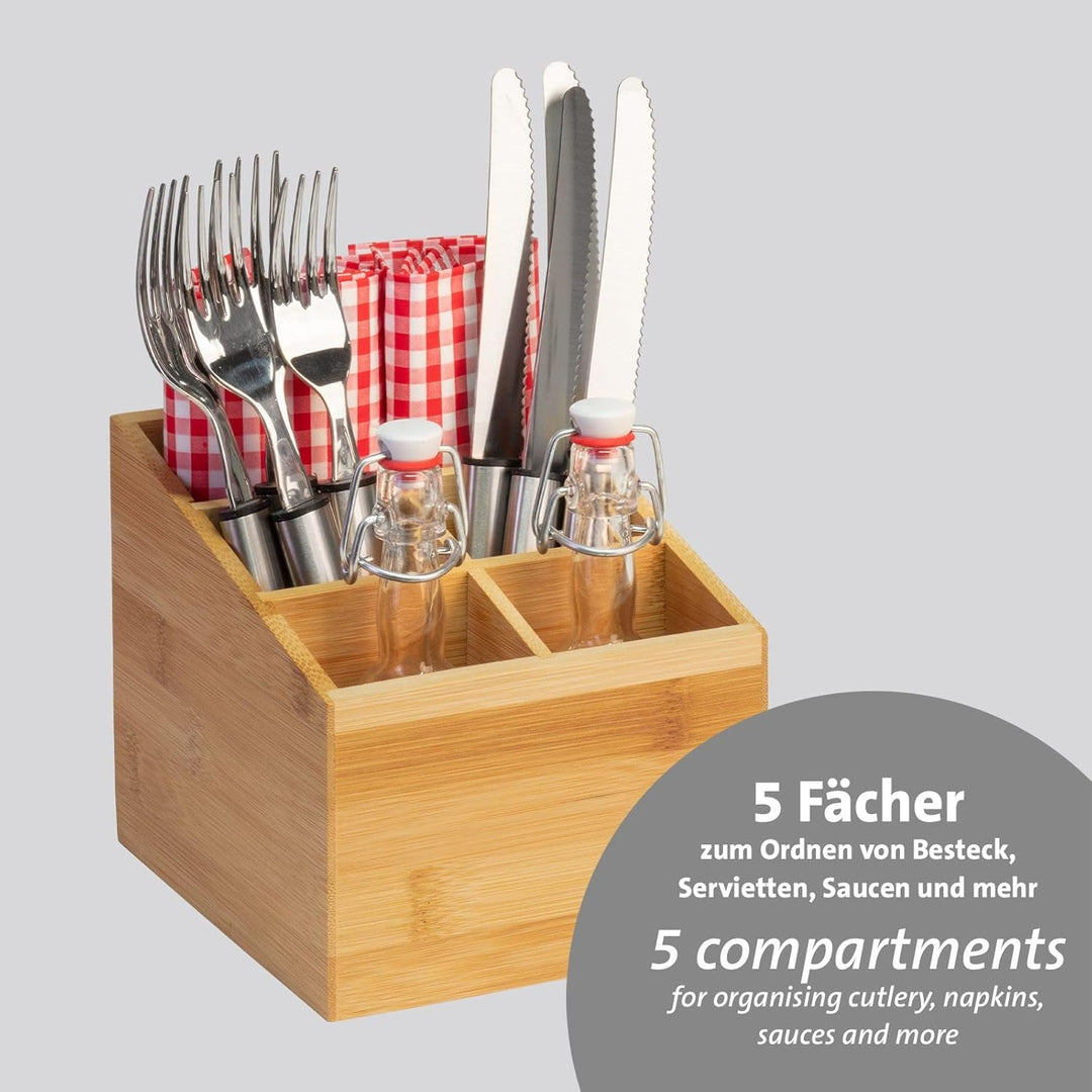 Westmark Küchen-Organizer/Tischbutler, 2 Stück, Je 5 Fächer, Masse: Je 13 X 13,5 X 16 cm, Bambus, Ta