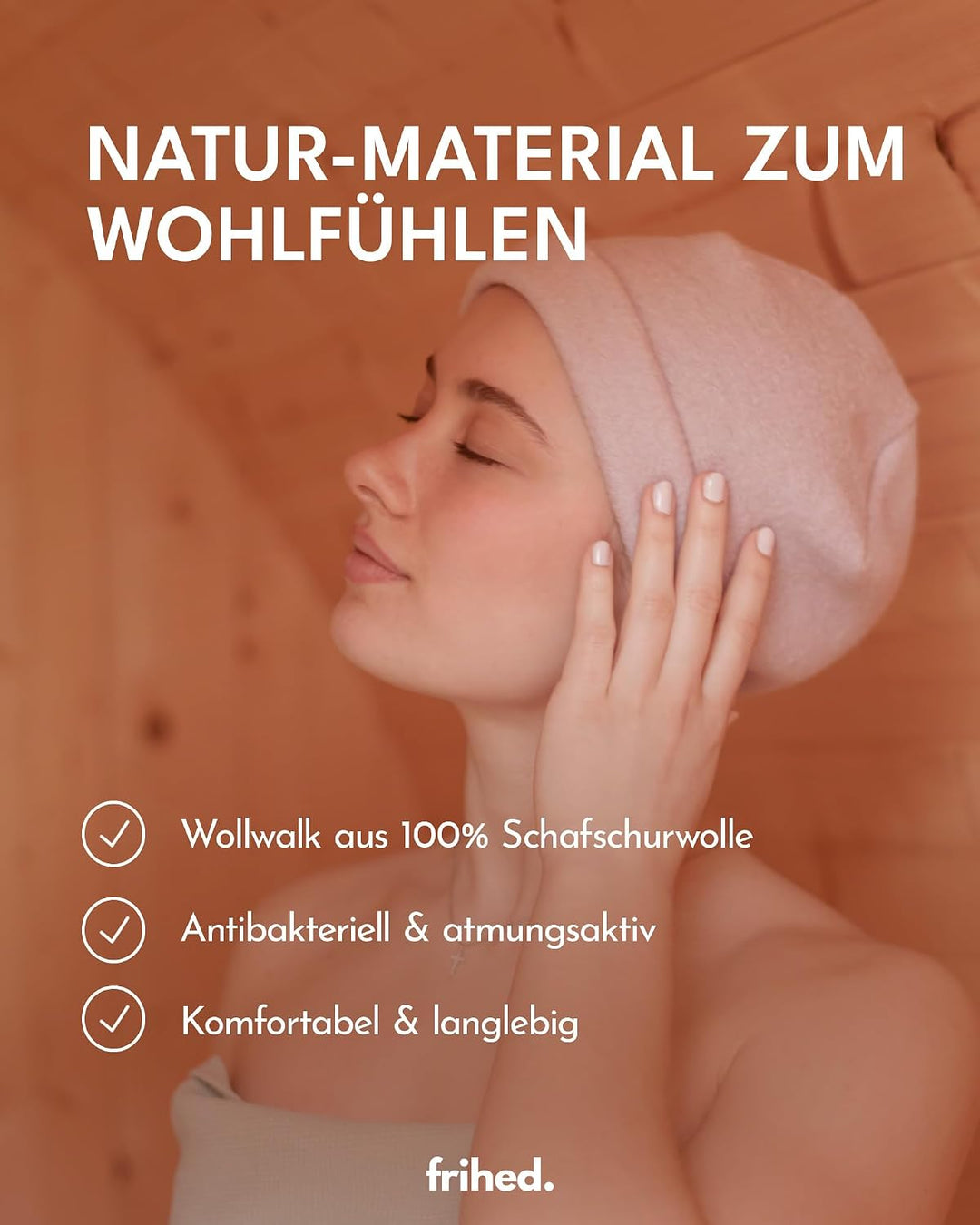frihed. Saunahut Meerblau aus Wollwalk - 100% Schafschurwolle - Premium Sauna Accessoire für Männer