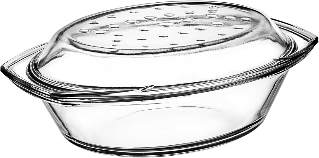 KADAX Auflaufform aus hitzebeständigem Glas, feuerfestes Gefäss, Glasbräter mit Deckel und Griffe, G