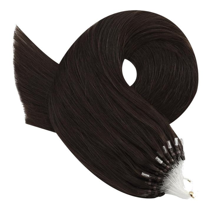 Moresoo Echthaar Extensions Microring Braun Echthaar 35cm Pre Bonded MicroRing Haarverlangerungen Re
