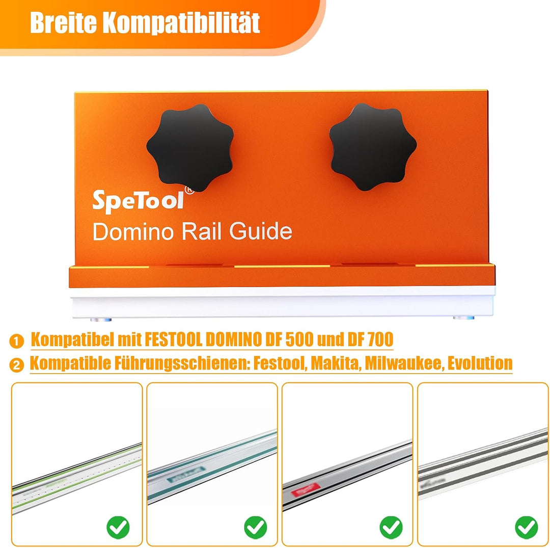 SpeTool Aluminium DomiRail Schienenverbinder, Domino Adapter kompatibel mit FESTOOL DOMINO DF 500 &