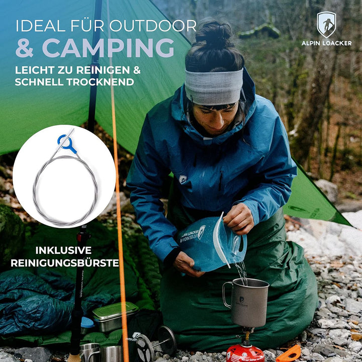 ALPIN LOACKER Outdoor Trinkblase mit Trinkschlauch für Sport und Outdoor I super leichte Wasserblase