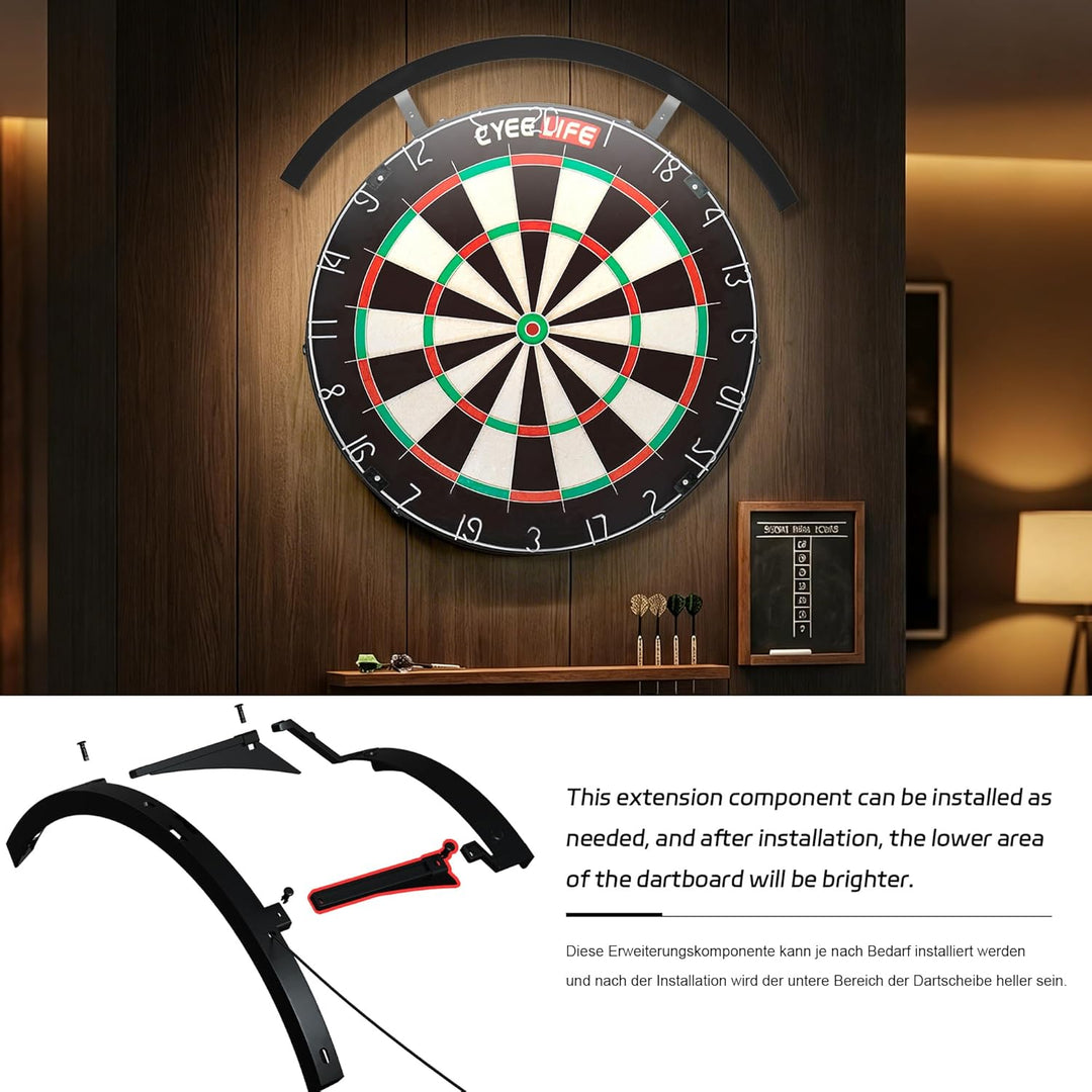 CyeeLife Dartscheiben LED Beleuchtungssystem für Steel und Soft Dartscheibe,2-teilig