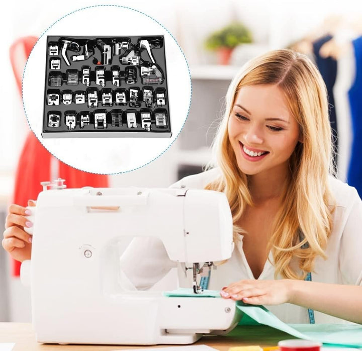 Zerodis 32Pcs Domestic Sewing Machine Nähfuss Set DIY Nähen Walking Nähfüsse Haushalt Nähmaschine Zu