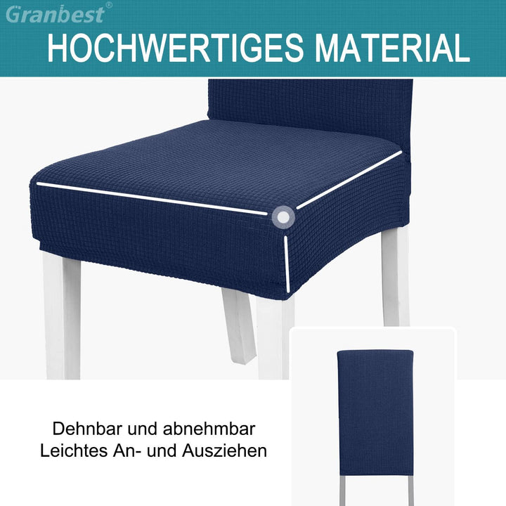 Granbest Premium Wasserdicht Esszimmerstuhl Abdeckungen Satz Von 6, Elastische Hohe Zurück Stuhlhuss