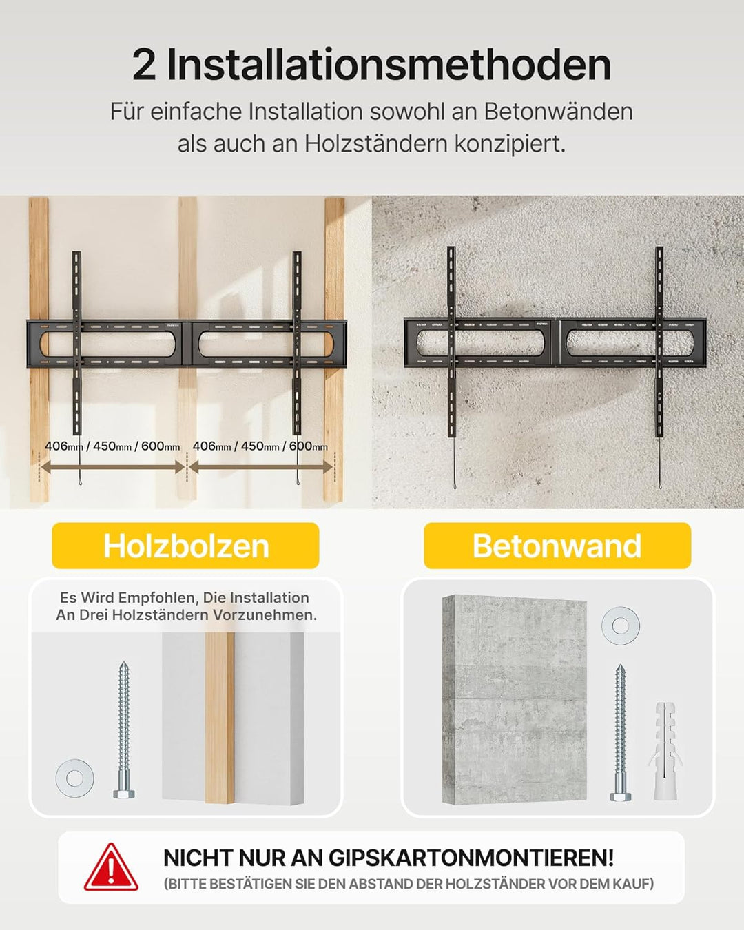 monTEK Heavy Duty Feste TV Wandhalterung, Wandhalterung Fernseher für 37–140 Zoll TVs bis 136 kg, 32