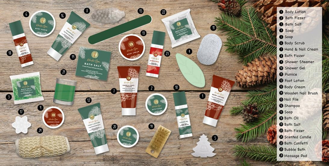 WINTER SPA Adventskalender für Frauen 2024 - XXL Wellness Adventskalender für Damen - Körperpflege