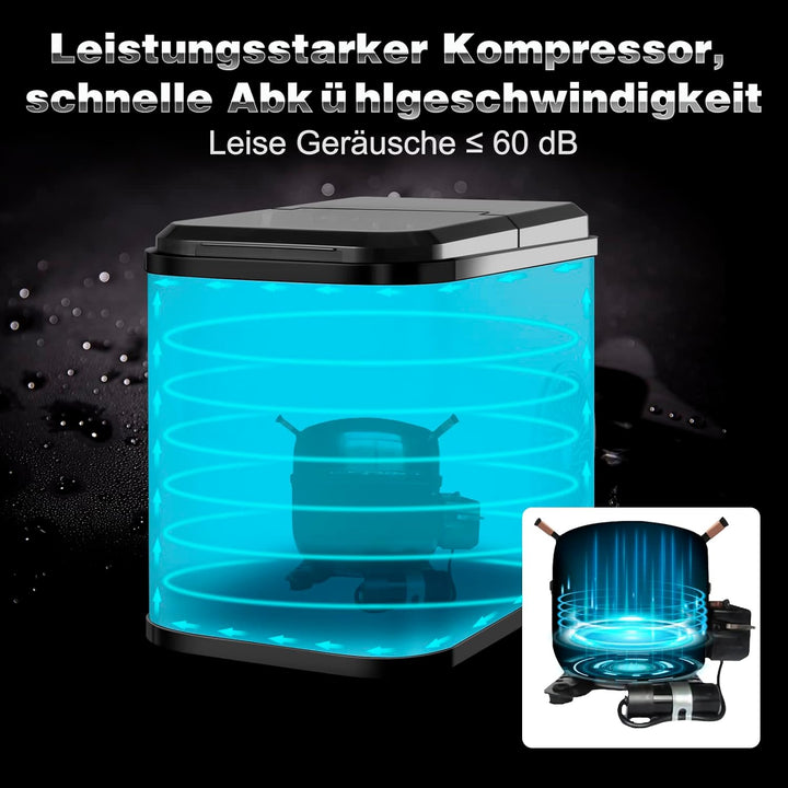 WOLTU Eiswürfelmaschine Eiswürfelbereiter, 12kg/24hrs, 1 Liter Wassertank, Selbstreinigungsfunktion,
