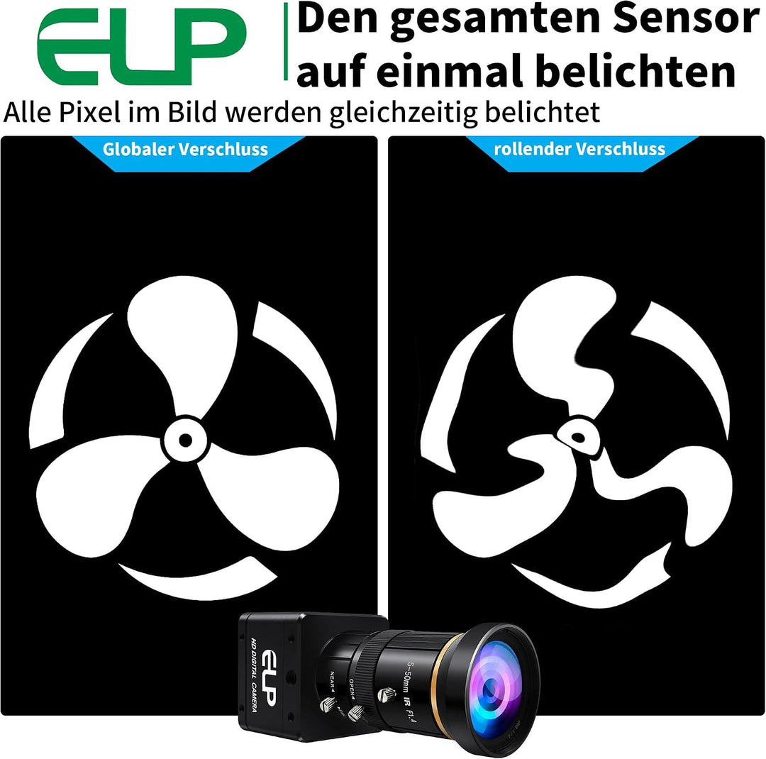 G ELP High Speed Global Shutter USB3.0 Zoom Kamera, 720P/200fps, 1200P/120fps, 5-50mm 10X Zoom Webca