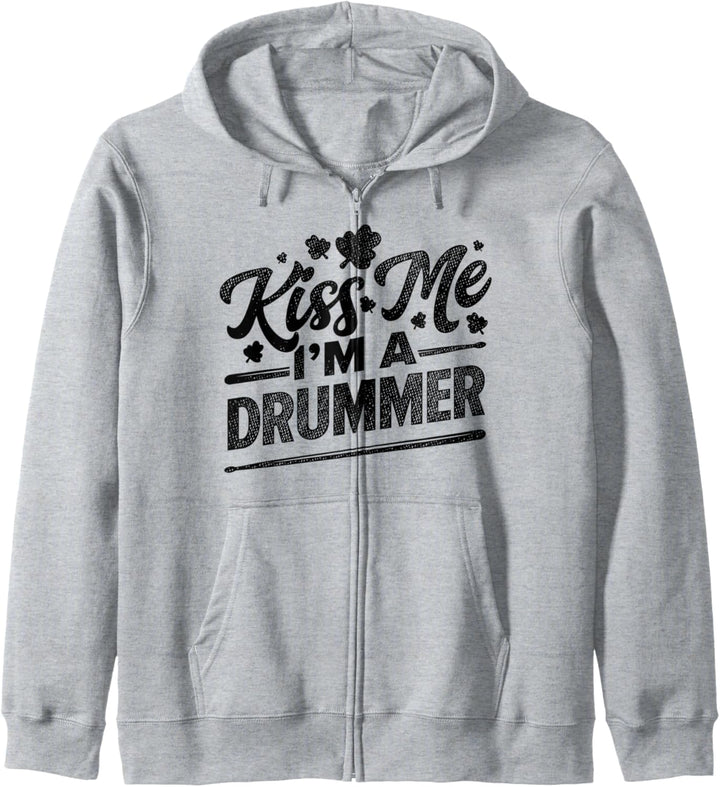 Kiss Me I'm A Drummer Band Member Musiker Schlagzeug Instrument Kapuzenjacke