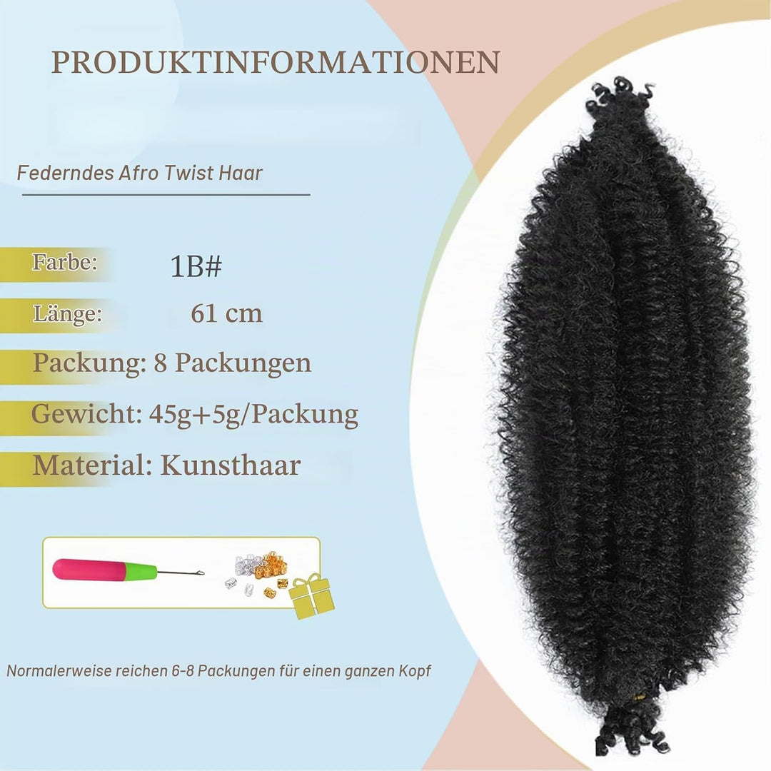 LPARMJIT Springy Afro Twist Haar 24 Zoll 8 Packungen Vorgetrennte Kinky Marley Twist Flechten Haar F