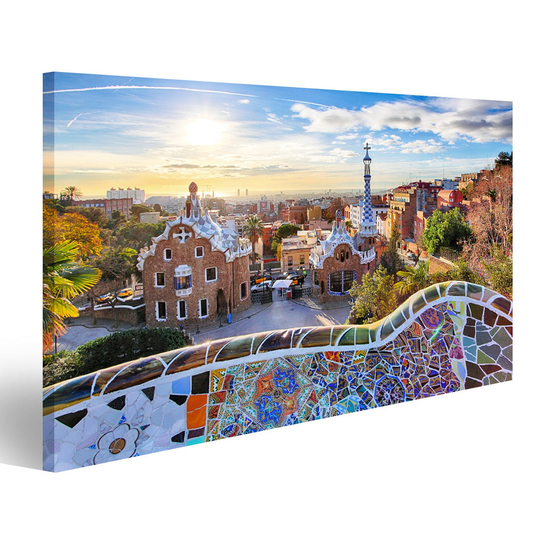 islandburner Bild auf Leinwand Barcelona - Park Guell, Spanien Wandbild, Poster, Leinwandbild IIW-1P