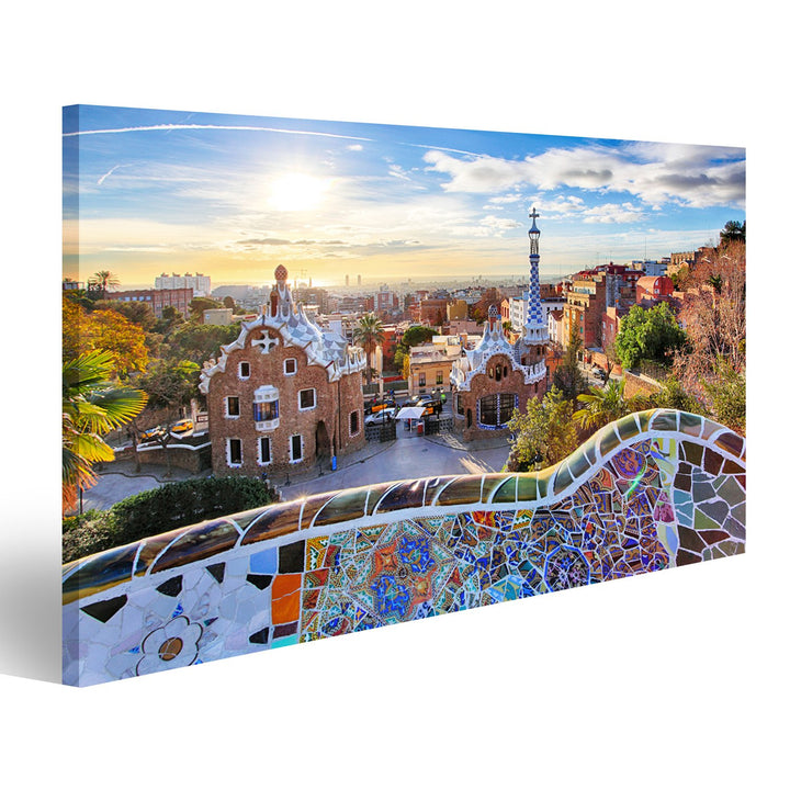 islandburner Bild auf Leinwand Barcelona - Park Guell, Spanien Wandbild, Poster, Leinwandbild IIW-1P