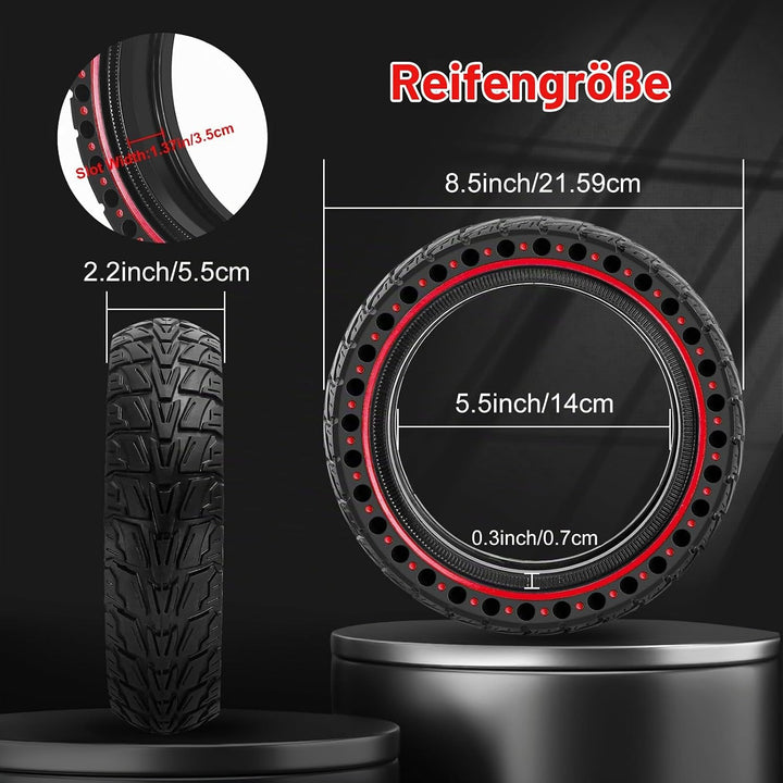 BANGTING 2PCS 50/75-6.1 E Scooter Solid Reifen, 8.5x2 zoll Vollgummireifen, 8 1/2 x2 Ersatzreifen fü