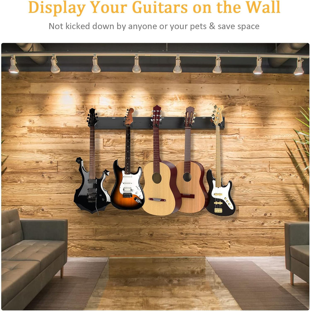 LEKATO Wandhalterung Gitarrenaufhänger Basshalter E-Gitarrenständer zum Halten von 5 Gutiars&Bass Al