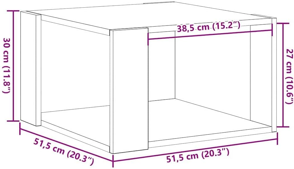 vidaXL Couchtisch Schwarz Eiche 51,5x51,5 x 30cm Holzwerkstoff Zeitgenössisch quadratisch für den Wo