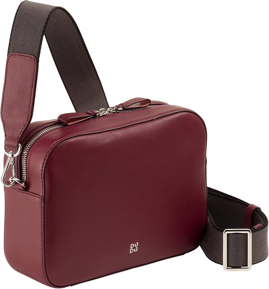 DuDu Damen Umhängetasche aus Leder, Kamera Bag mit abnehmbarem Riemen, kompakte elegante Lederhandta