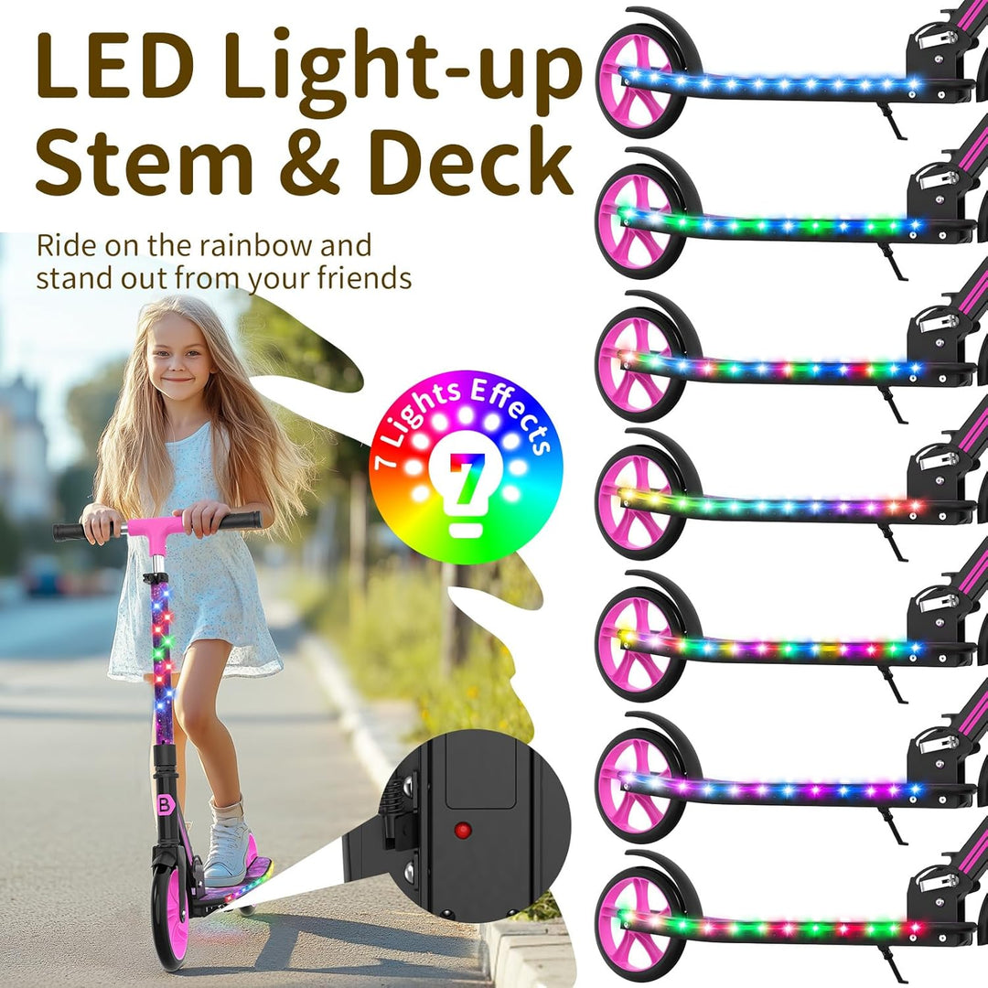 BELEEV V9 Big Wheel Scooter mit LED Leuchtet Lenker & Deck, Roller Kinder 6 Jahre mit Höhenverstellb