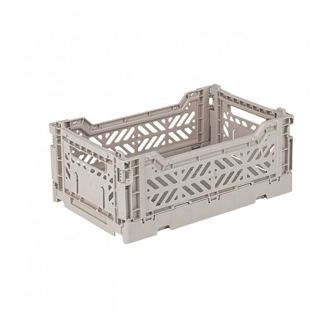 AYKASA Klappkiste, stabile Faltkiste aus Kunststoff, stapelbar, Sand, Mini (27x17x11cm) Sand Mini (2