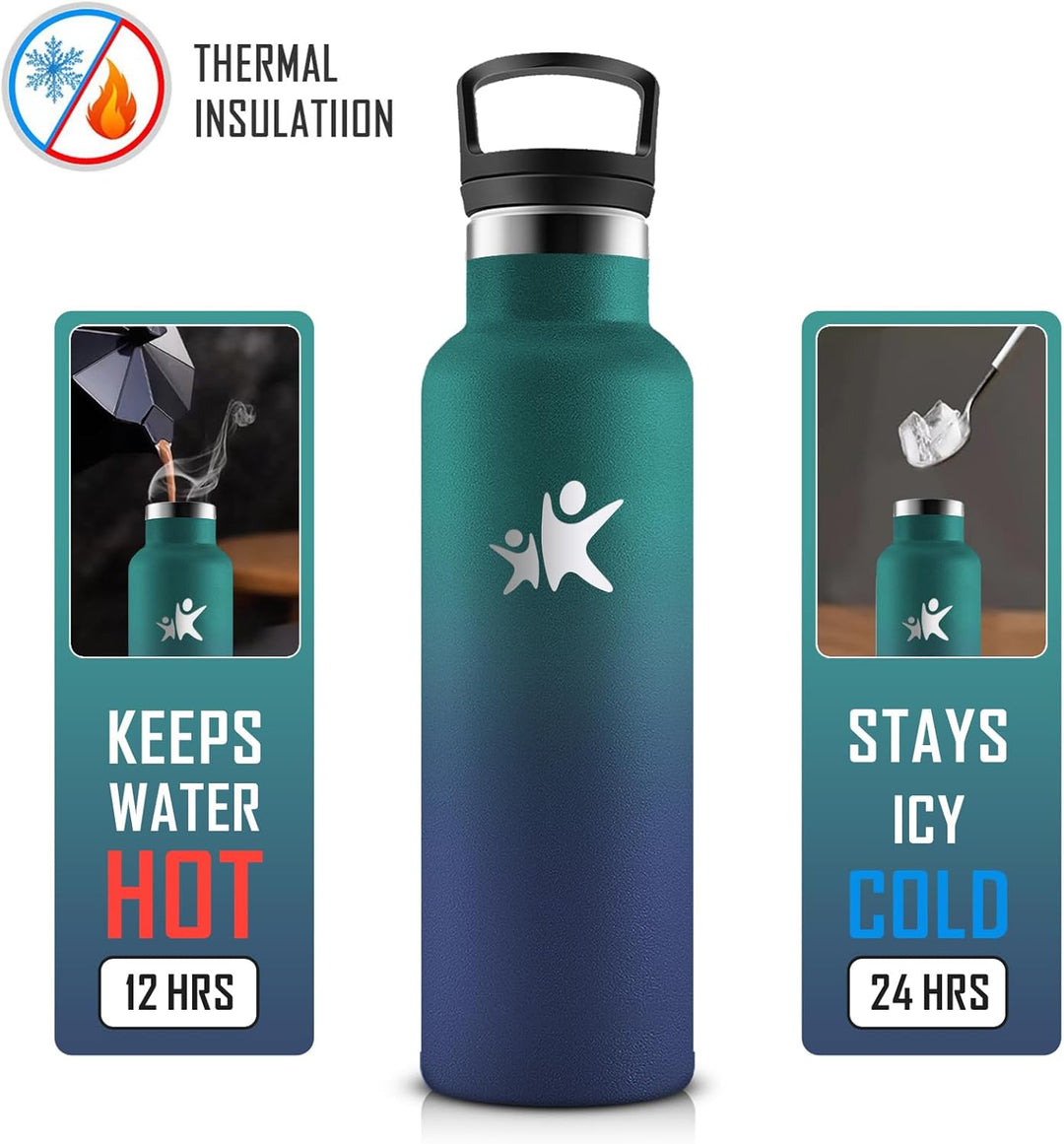 KollyKolla Trinkflasche Kinder 500ml, Thermoskanne mit Strohhalm, Kohlensäure Geeignet, BPA-Frei, Va