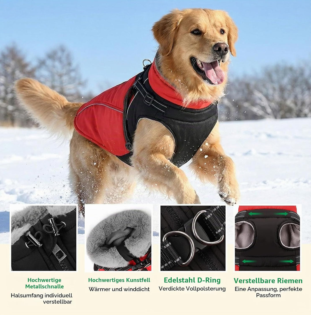 Hundemantel für Kleine Hunde Wintermantel Hund mit Geschirr Wasserdicht Hunde Jacke Reflektierende Ä