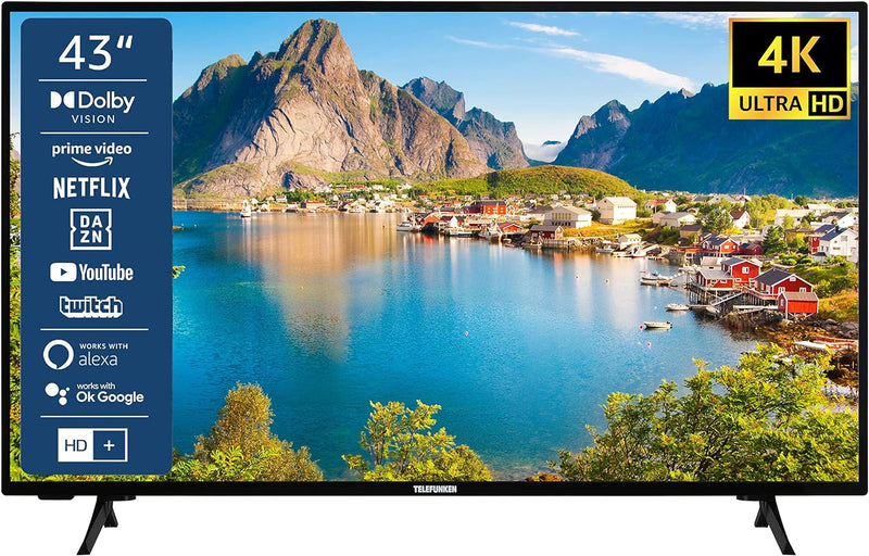 TELEFUNKEN XU43SN550S 43 Zoll Fernseher/Smart TV (4K Ultra HD, HDR, Triple-Tuner, Dolby Atmos) - Ink