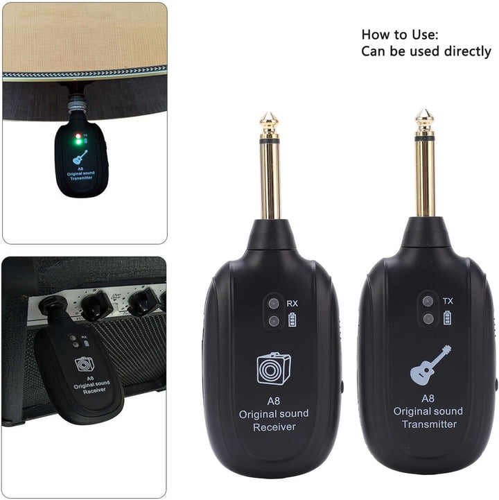 Kabelloses Gitarrensystem, Kabelloses Gitarren Sender Empfänger Set, Zubehör Set für Gitarren Tonabn