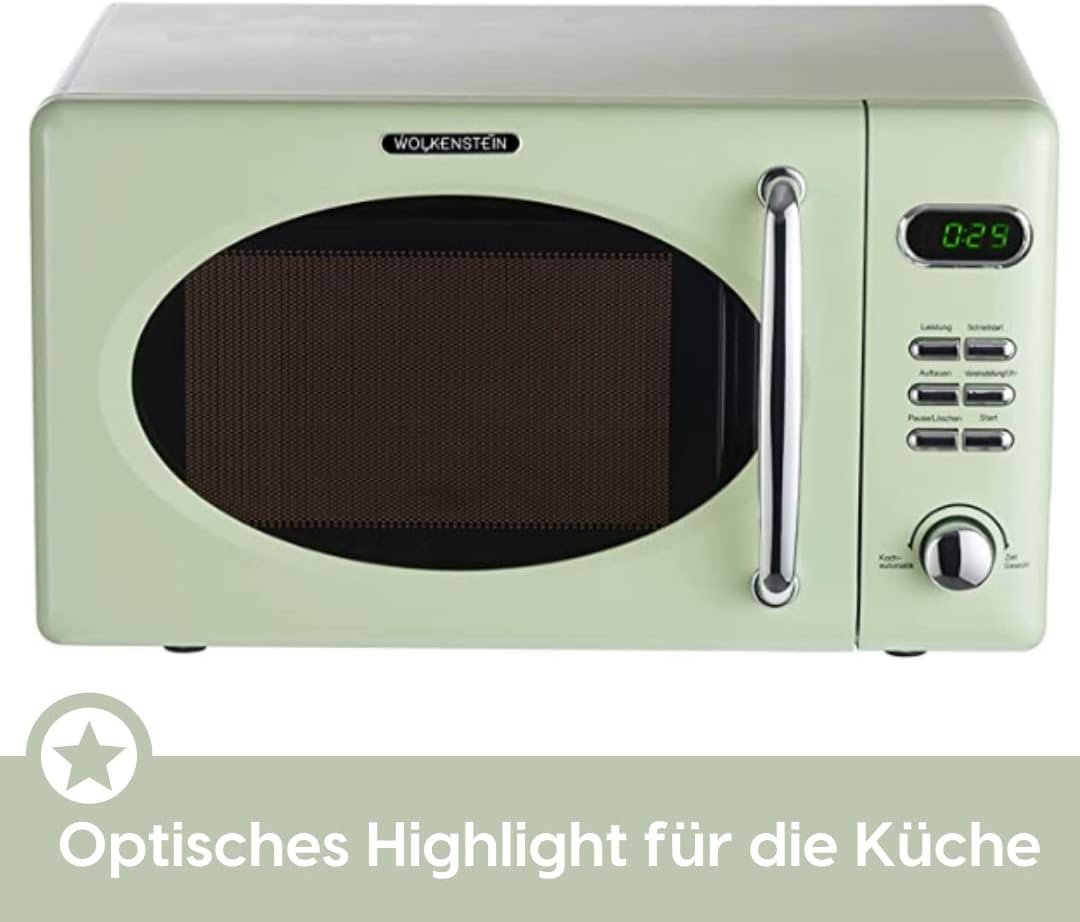 Wolkenstein Retro Stand Mikrowelle WMW720 SC I 700W Mikrowellenleistung I 20L Garraum I 5 Leistungss