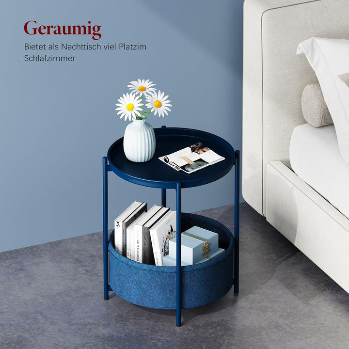 Garden 4 you Beistelltisch Rund, Sofatisch 2 Ebenen, Metall Balkontisch, Kleiner Tisch, Couchtisch m